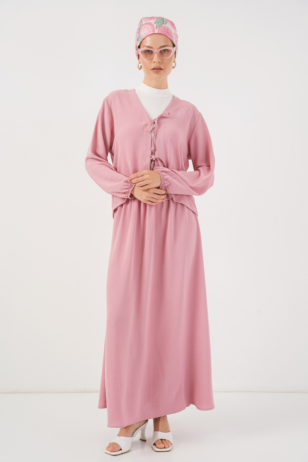 Bigdart Women's Ayrobin Kimono Skirt Double Set 8047 - Pink