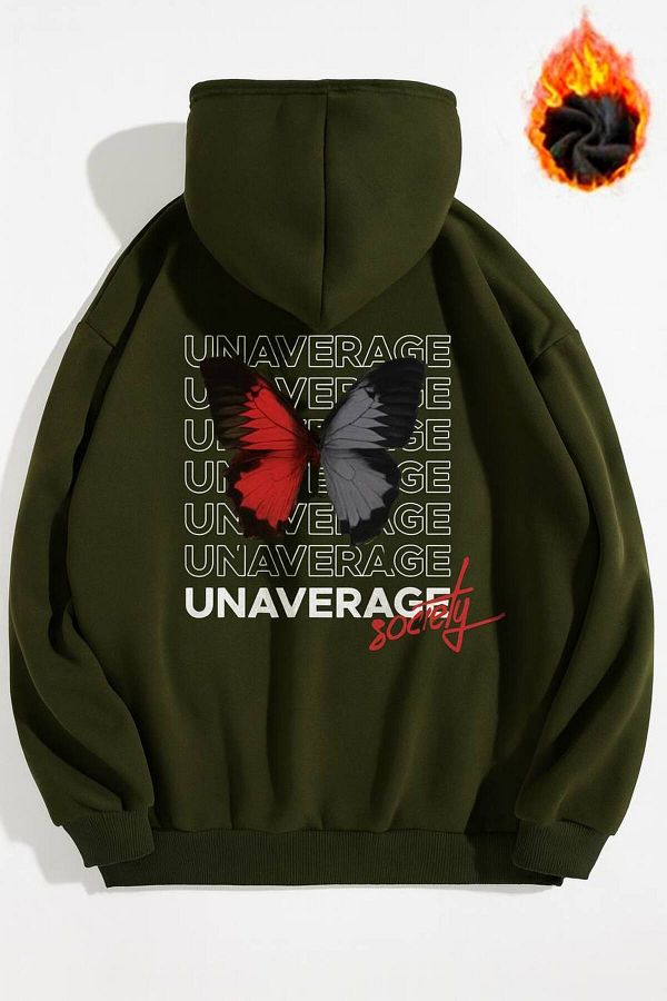 CLASSY.MODA-Oversize Hooded Sweatshirt – Butterfly and Text Printed 1