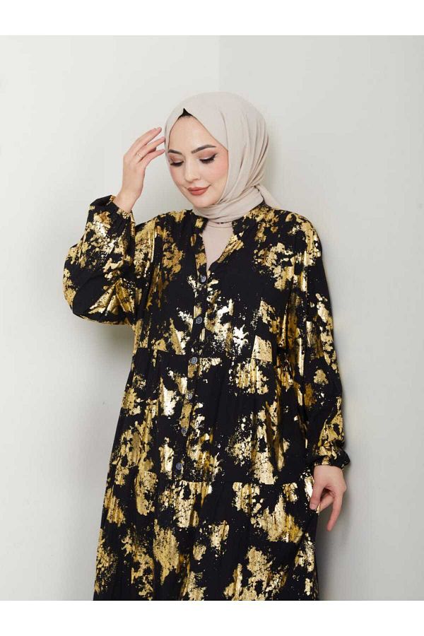 Moda Krash-Oversize Viscosse Dress with Paper Print 1