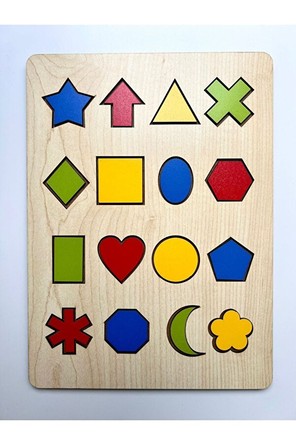 WoodStory Geometrik Şekiller Eğitici Montessori Bultak Puzzle