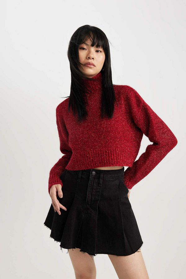 DeFacto-Coool Regular Fit Roter Rollkragenpullover M6774AZ23WN 1