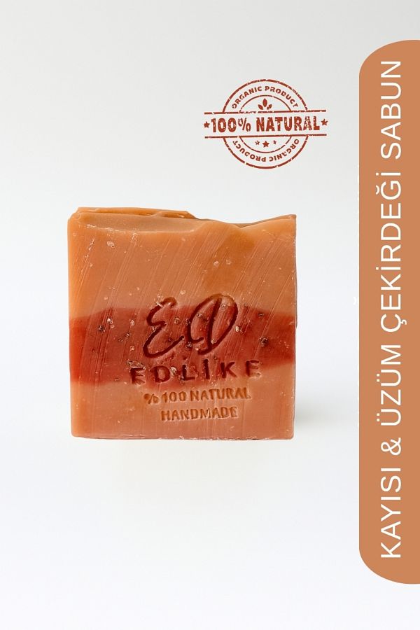 EDLIKE-Handmade Apricot Grape Seed Soap Made of Pure Oils 110 Gr 1