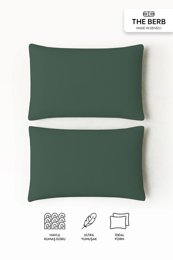 The Berb-Soft Terry Fabric - Set of 2 Towel Textured Pillow Cases 50X70 Zippered 1