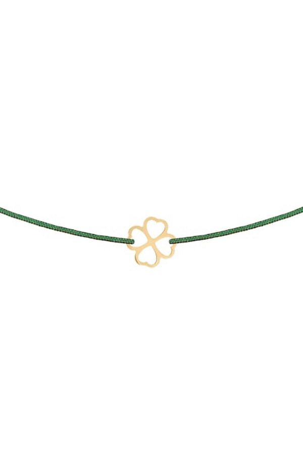 OEM-Adjustable String Bracelet with Clover Pendant in 14k Gold 1