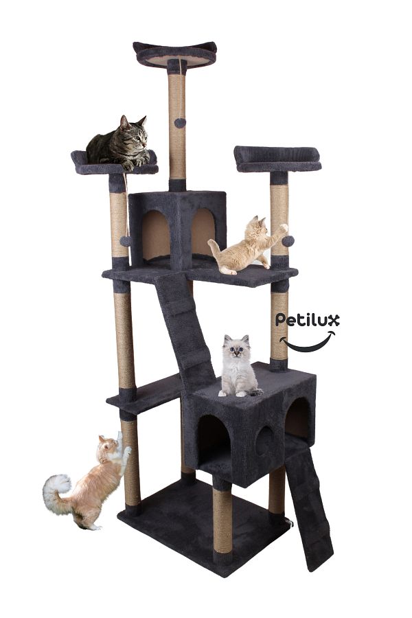 Petilux-New Multi-Storey Cat House with Residence Design Jute Drawstring Scratching Tower and Resting Area 1