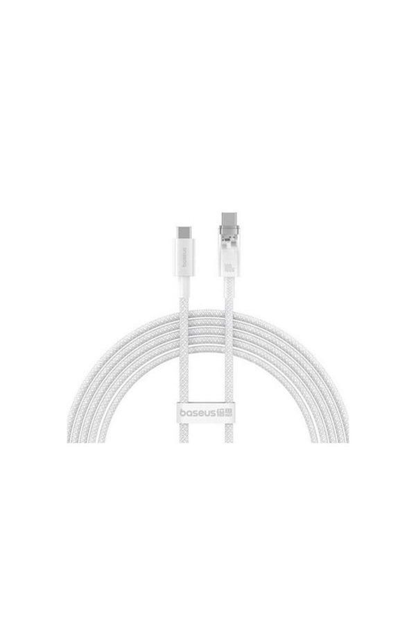 Baseus-Cablu de date Explorer Series, USB-C la USB-C, 100W, 1m, Alb 1