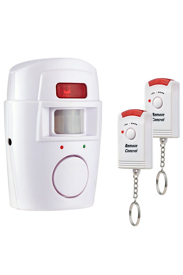 OEM-Wireless alarm with 2 remote controls and infrared motion sensor, 105 db, White 1