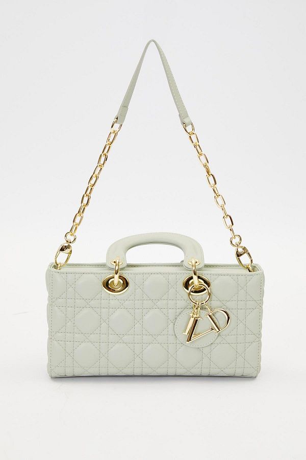 Levidor-Light Green Rectangular Model Handbag with Accessories 1