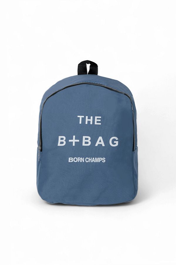 PowerSpeed-Rucsac de damă cu un singur compartiment cu imprimeu text albastru denim 1