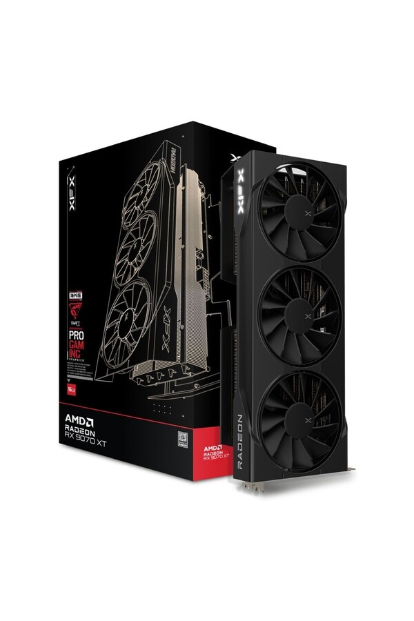 XFX-Placa video XFX Swift AMD Radeon RX 9070 XT Triple ventilator Gaming Edition, 16GB, GDDR6, 256-bit 1