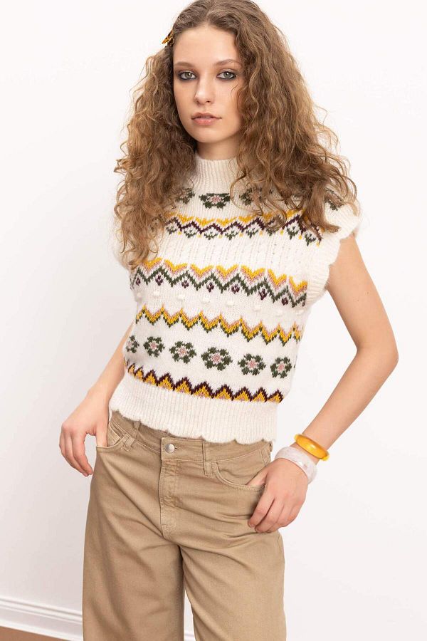 DeFacto-Coool Oversize Wide Fit Half Turtleneck Sweater Sweater E2004Ax24Cw 1