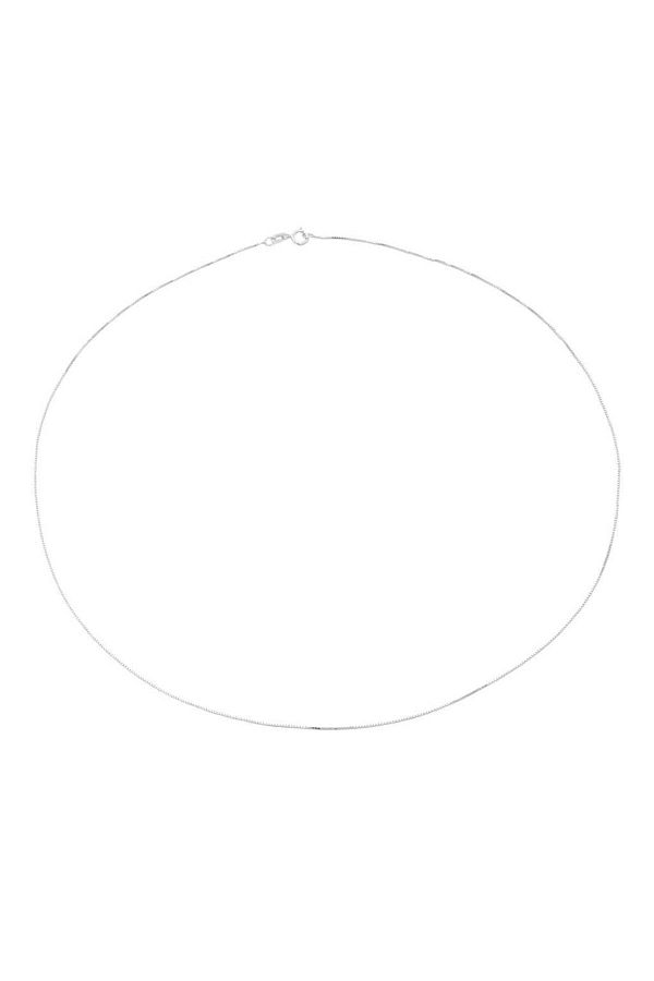 Bijuteria SORELLY-Lant Aur Alb 14k Cubic Box Link 1 mm 45 cm 1