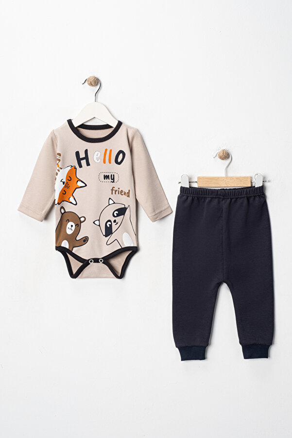 DIMPLE BABY Animal Baskılı %100 Pamuk Alt Üst Zıbınlı Bebek Takımı