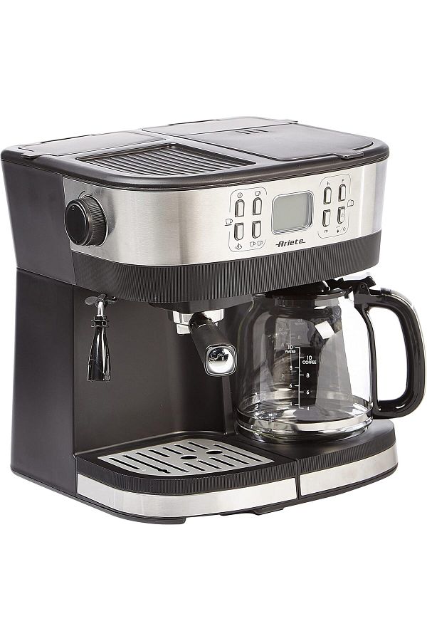 ARIETE-2 In 1 Espresso + Drip Coffee Maker Machine, with Steam Function at 20 Bar, LCD Display, 4h W 1