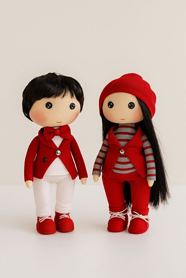 GÜVEN YOLU MODA El yapımı Kumaş Bebek LADYBUG CUPLE Model 2. İKİLİ SET