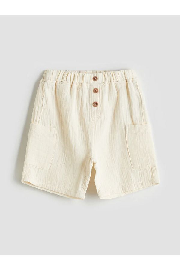 LC Waikiki-Lcw Kids Beige Elastic Waist Buttoned Boy Shorts 1