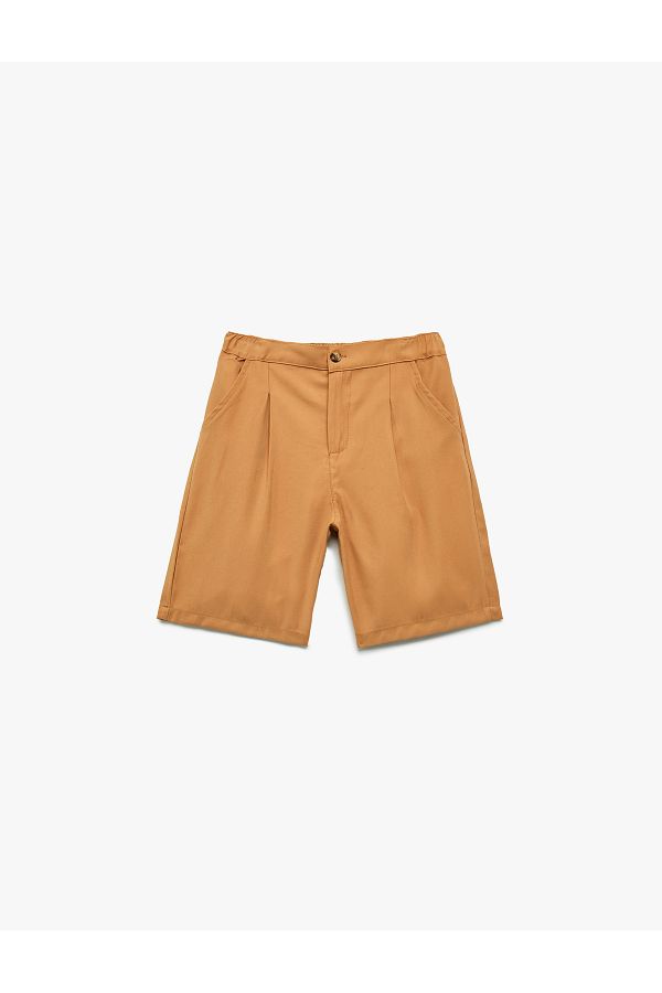 Koton-Viscose Basic Shorts with Elastic Waist and Buttons 1