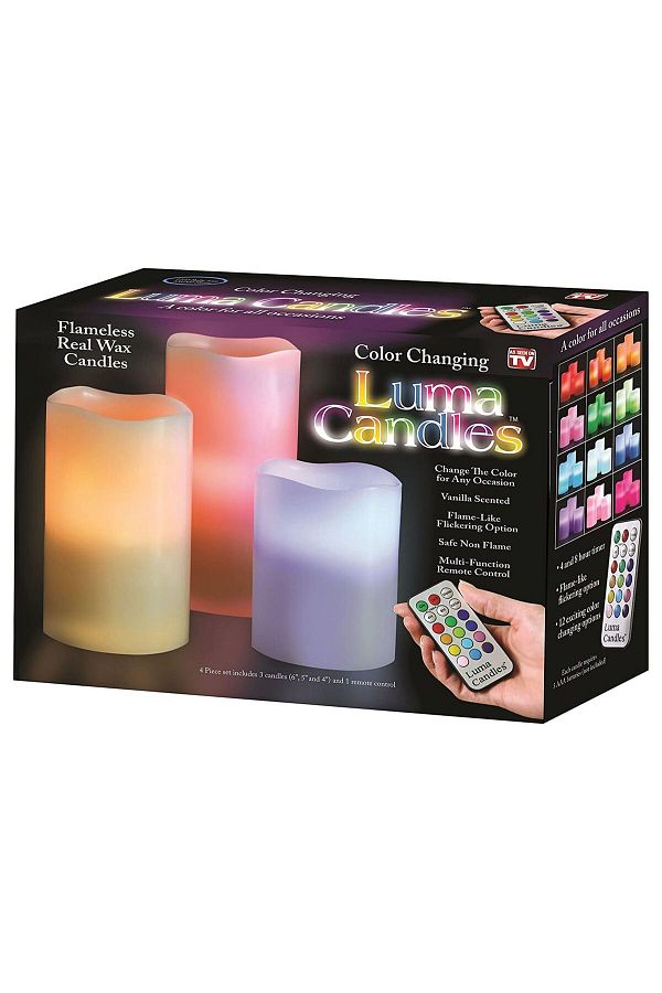 Generic-Luma Flameless LED Candles Light, ALED LIGHT 3 Pack Warm White Plus Multicolor Real Wax Battery Ope 1