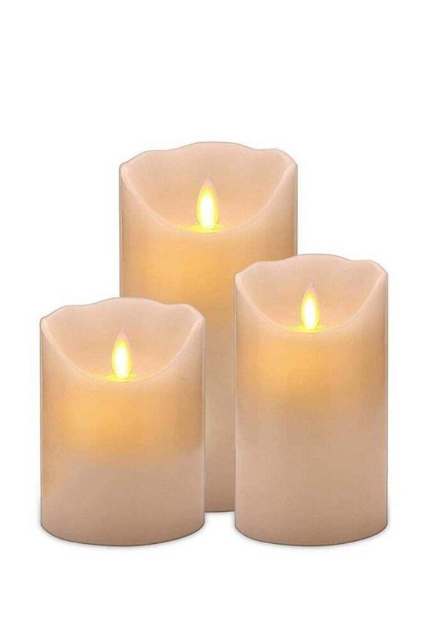Generic-AMERTEER Set of 3 Flameless LED Candles â€“ Battery Powered Pillar Lights with Realistic Flicker 1