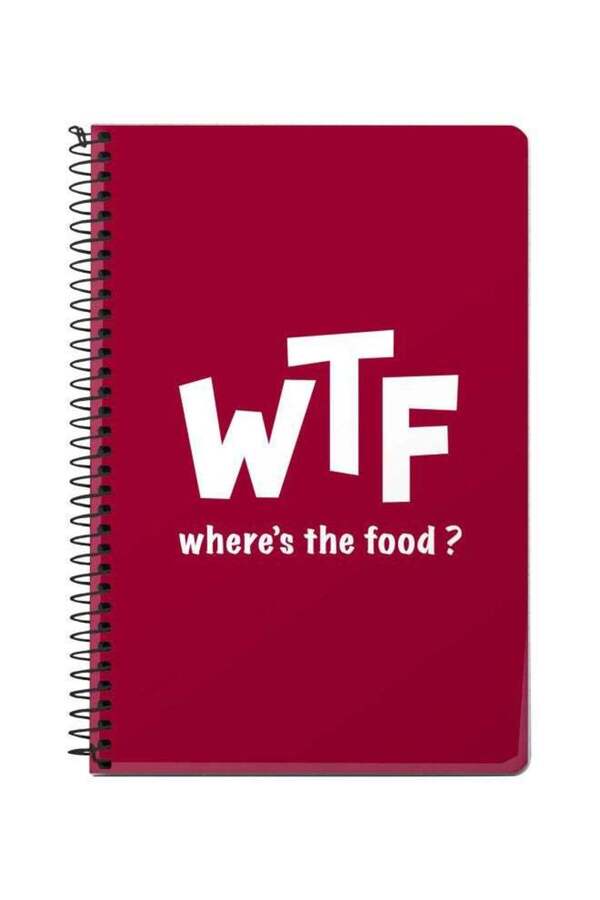 Stylizedd-A5 Where's The Food Printed Spiral Bound Notebook Red/White 1