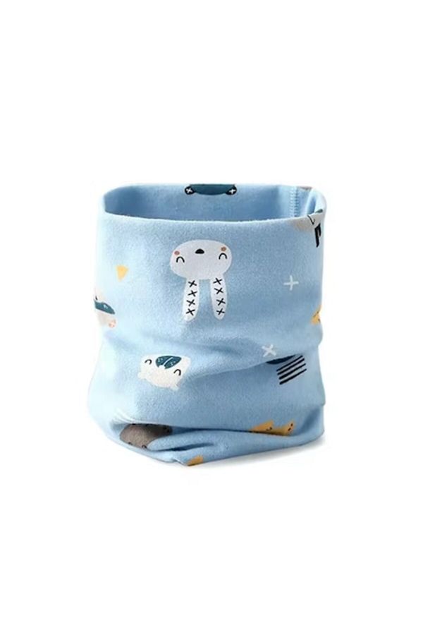 KERNOWSUN-Children's Rolled Collar Scarf, Rabbit Model, Blue, KERNOWSUN, Size 40x20 cm 1
