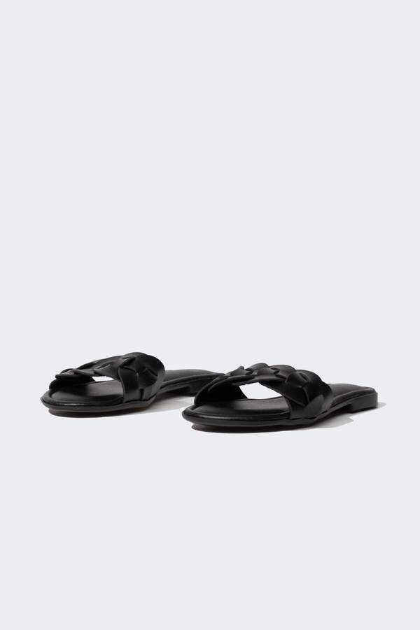 DeFacto-Faux Leather Women's Slippers - Flat Sole, Single Strap, C3719AX24HS 1