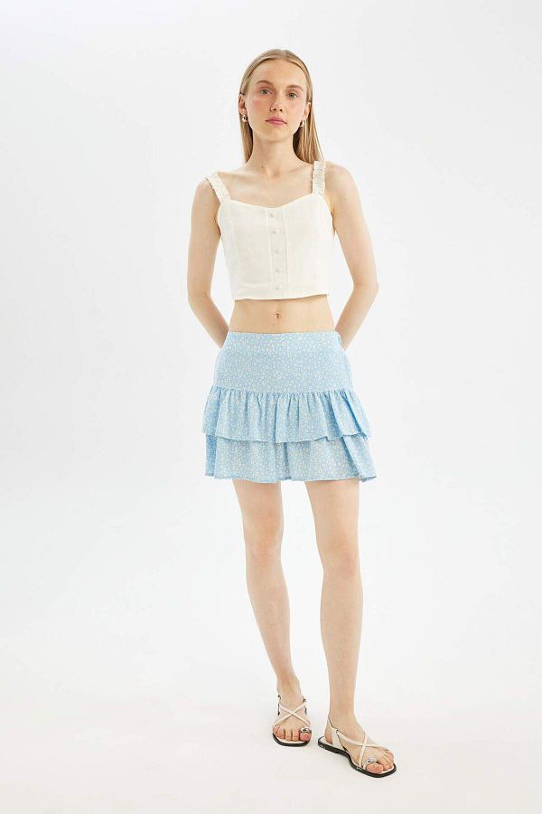 DeFacto-Coool Patterned High Waist Moroccan Mini Skirt D1363Ax24Sm 1