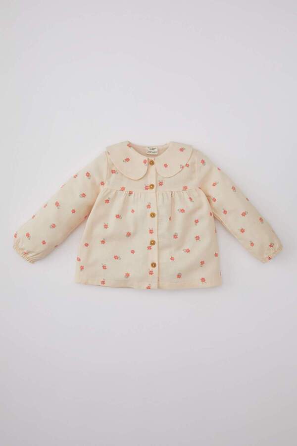 DeFacto-Kislány Bebe gallér Twill virágos hosszú ujjú ing B9734A524SP 1
