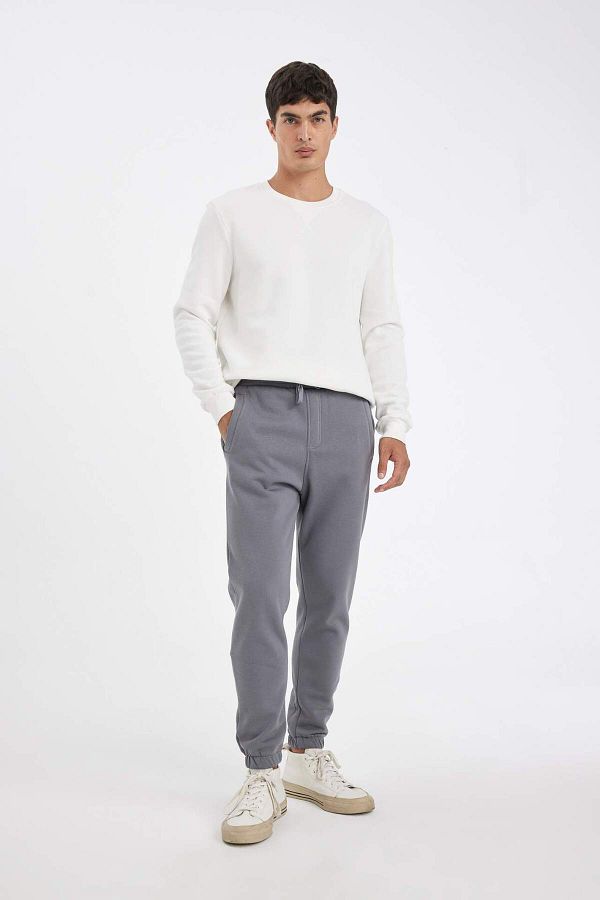 DeFacto-Pantaloni de sport Jogger Standard Fit Basic Solid Talie cu șireturi Ciorapi elastici cu buzunare A6468AX23AU 1