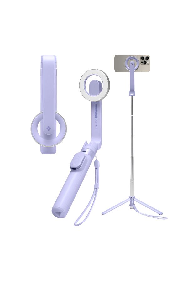 Spigen-Stick selfie cu trepied Bluetooth Magsafe, universal pentru iPhone și Android, reîncărcabil fără fir, violet 1