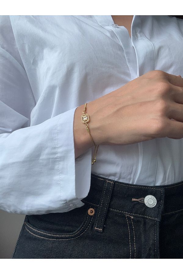 Ressia-Rectangular Baguette Stone Model Elevator Bracelet 1