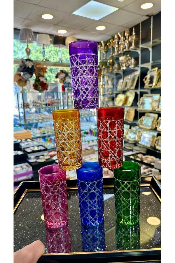 Turkuaz-Set of 6 Colorful Honeycomb Pattern Soft Drink Cups 1