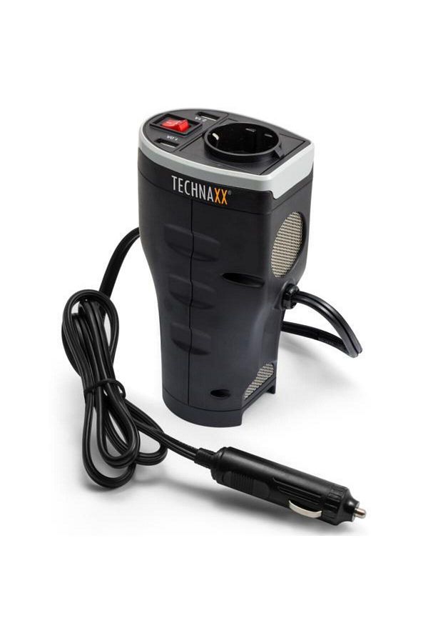 Technaxx-TE13 Power Inverter, 200W, 12V Input, 230V Output, 2xUSB-A, 20A Fuse (Black) 1