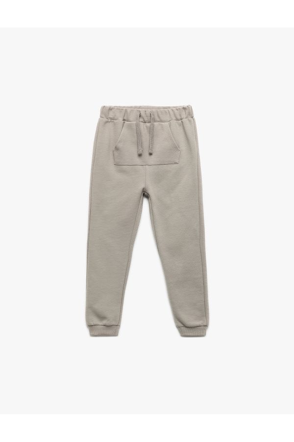 Koton-Cotton Jogger Sweatpants with Kangaroo Pocket and Elastic Waist 1