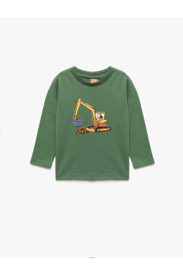 Koton Uzun Kollu Bisiklet Yaka Baskılı Pamuklu Tişört