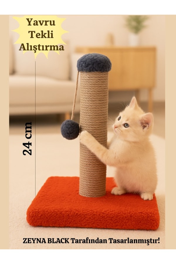 Komano Pontika-Kitten Exercise Scratching Stick Welsoft Fabric Covered 1St Class Jut Rope 1