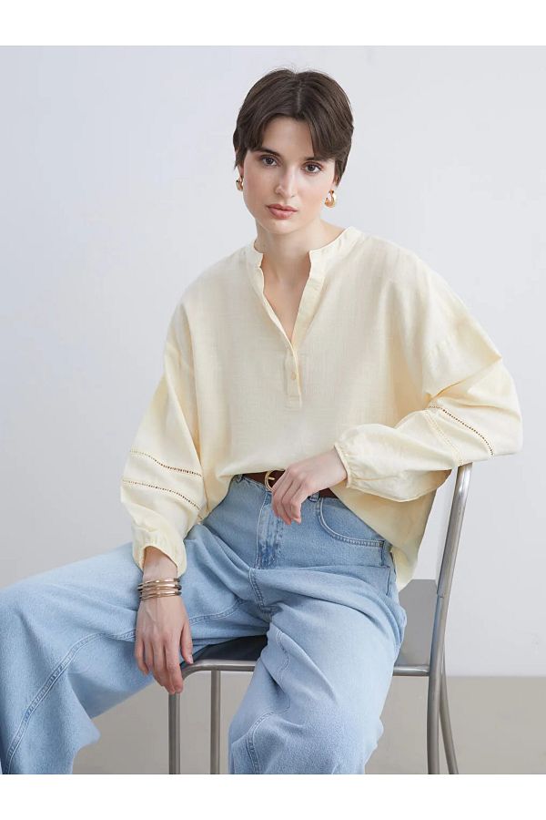LC Waikiki-Lcw Vision Sari Kaçık Collar Oversize Blouse 1