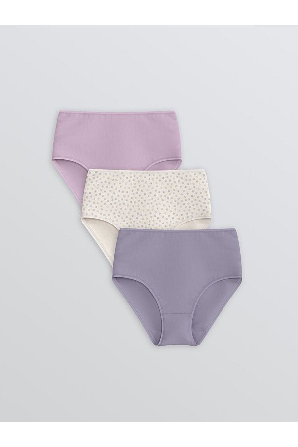 LC Waikiki-Create Your Style from Uzg Store |   Purple High Waist Patterned Classic Panties 3-Piece 1