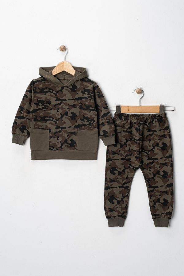 DIMPLE BABY Kamufulaj Desenli 2'li Alt Üst Kapşonlu Bebek Takımı
