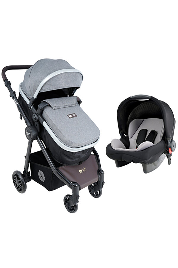 Diamond Baby Weg Travel (Seyahat Sistem) Bebek Arabası, Pusetli, Çift yönlü, Ayak Örtülü Gri (açık)