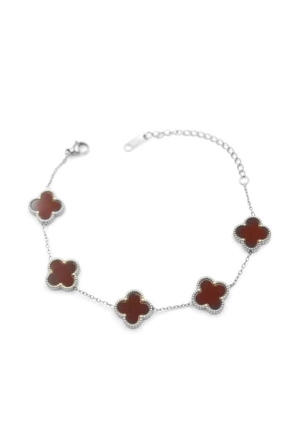 PRATİKOBA-Vc Clover Bracelet - Claret Red 1