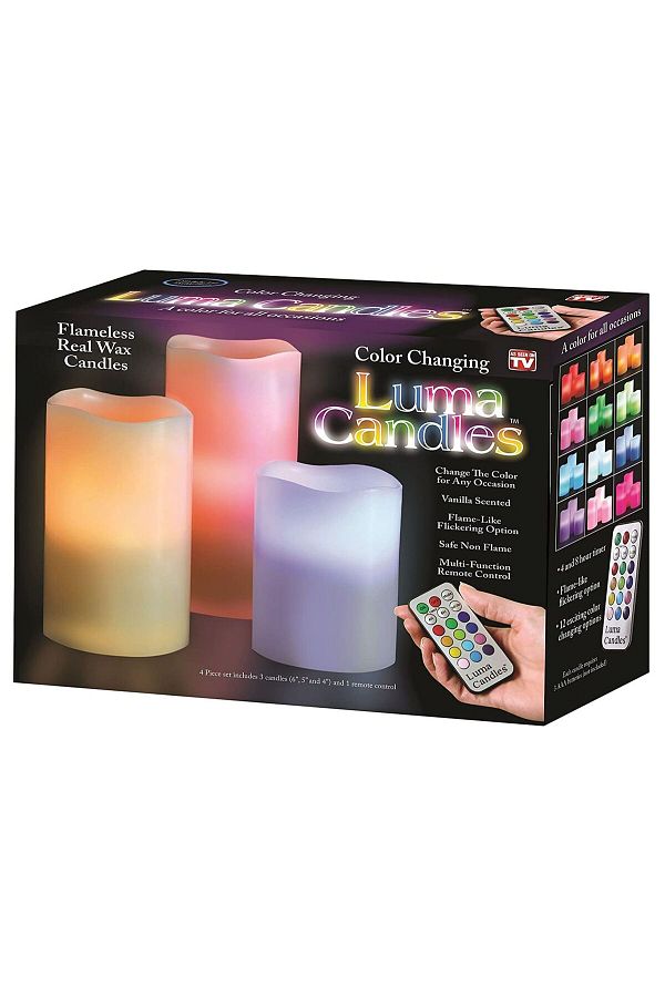 Generic-Luma 3-Piece Scented Led Candle With Remote Control Set Multicolour 1
