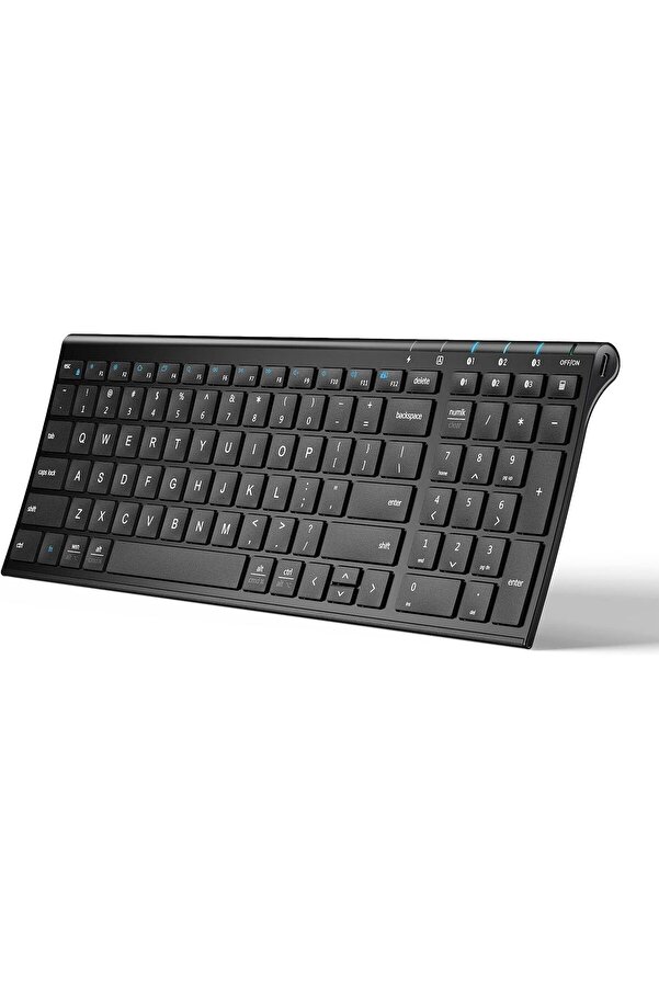 iClever-BK10 Bluetooth Keyboard - Universal Wireless & Rechargeable Ultra-Slim with Number Pad, Ergo 1