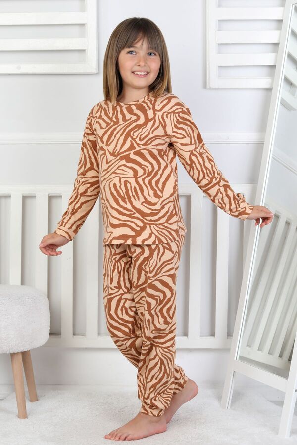 zuzunga Kaplan Desenli Kız Çocuk Pijama Takımı