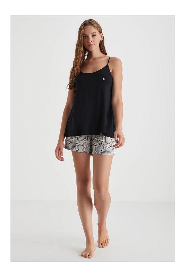Penyemood-Soft Textured Fabric Women's Pjs Set with String Hangers Shorts 1