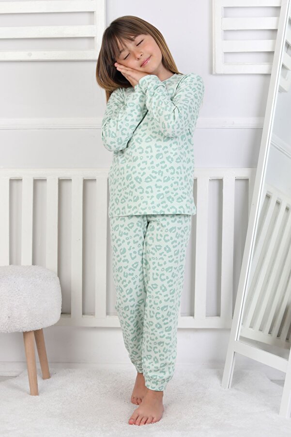zuzunga Minik Uyku Avcısı - Vahşi Rahatlık Serisi Leopar Desenli Kız Çocuk Pijama Takımı
