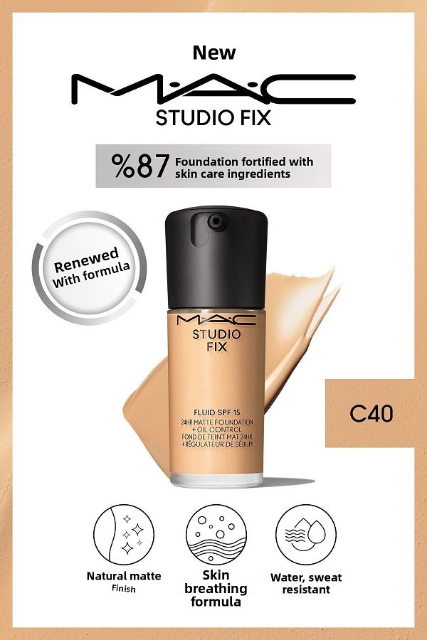 M.A.C-STUDIO FIX FLUID SPF 15 Matte Foundation - C40 30 ML Demba5770 1