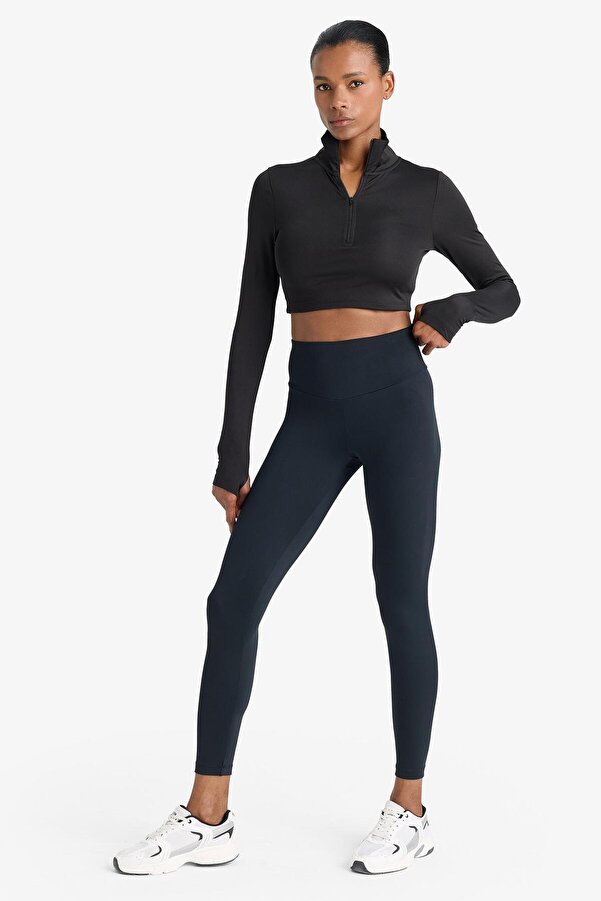 DeFacto-Defactofit High Waist Waist Hugging Stretchy Basic Plain Sports Leggings B4147Ax24Au 1