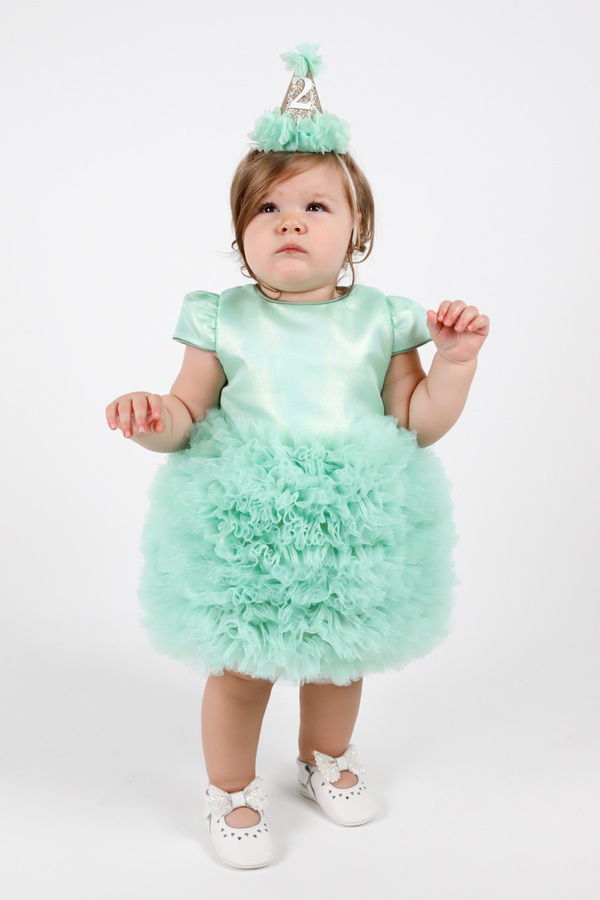 Le Mabelle Mint Kısa Kollu Tütülü Bebek Prenses Elbise - Lina