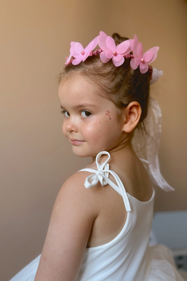 Le Mabelle Pembe  Kelebekli Kız Çocuk Helen Taç